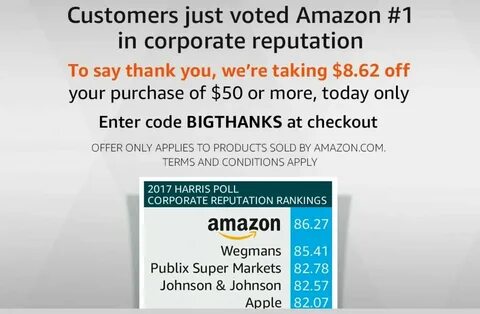 Pinned February 22nd: $8 off $50 today at #Amazon via promo code BIGTHANKS #TheC