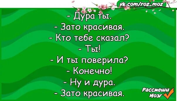 Анекдоты дура. Анекдот,, ты дура, зато красивая... ". Зато красивая. Зато красиво анекдот. Дура, но зато красивая.