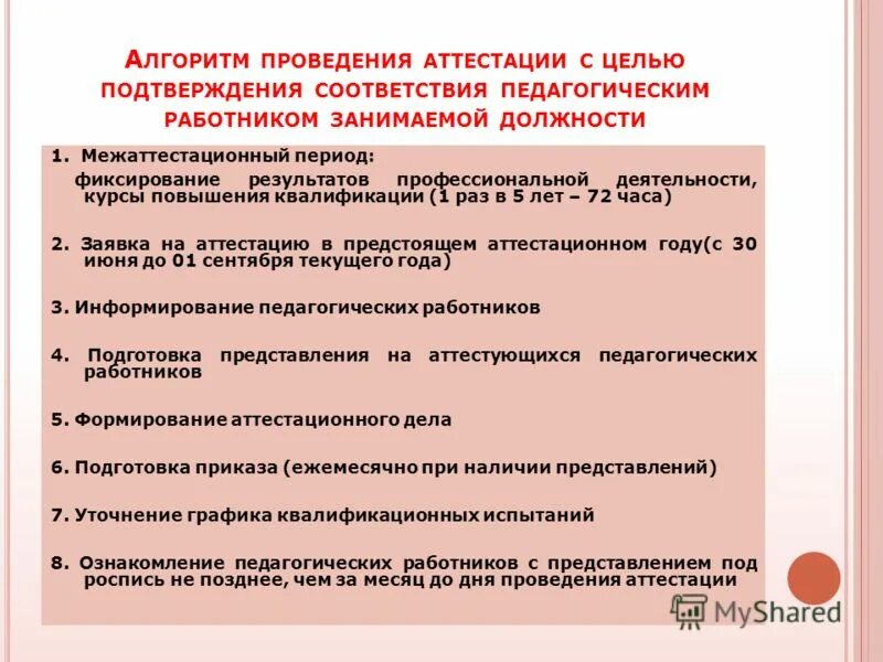 Как написать аттестация. Алгоритмы проведения аттестации. Алгоритм аттестации педагогических работников. Алгоритм процедуры аттестации педагога. Проведение аттестации персонала.