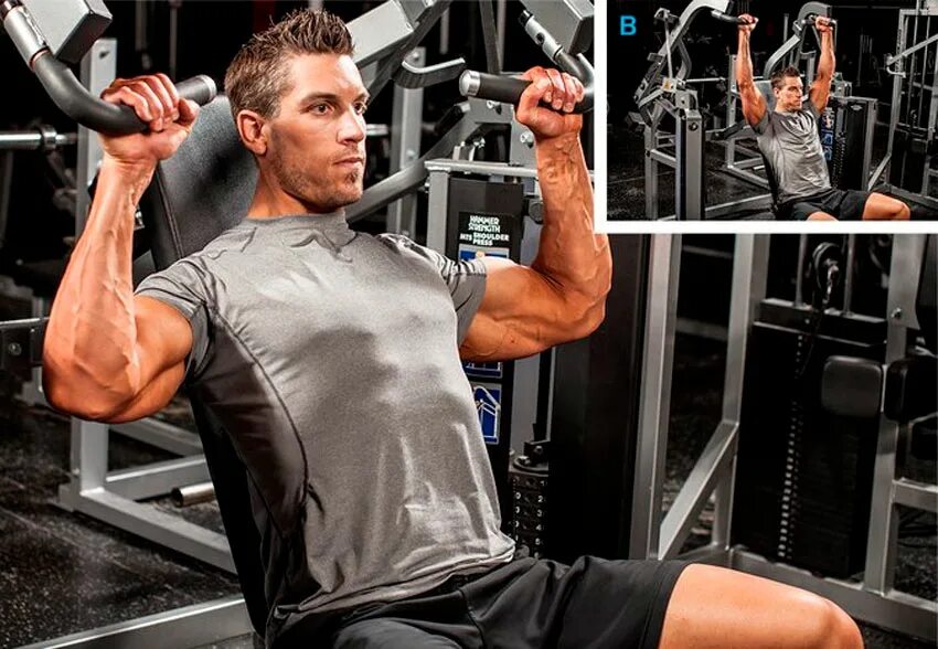 Упражнение на тренажерах для мужчин. Тяга с нижнего блока фронтальная тяга. Жим штанги сзади. Тренировка на тренажерах. Скручивания в блочном тренажере.