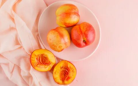 Скачать обои фон, цвет, тарелка, ткань, персики, персиковый, раздел еда в разреш