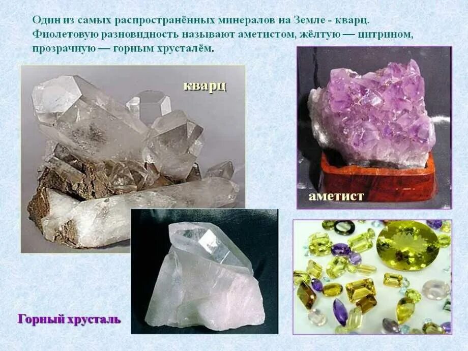 Название минералов о которых говорится в статье