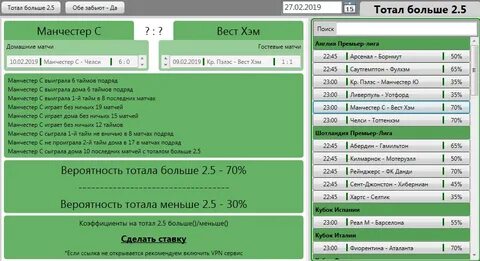 Программы расчета тотала