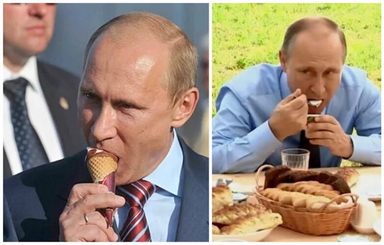 Политика есть человека. Путин еда. Путин кушает. Завтрак Путина. Путин ест мороженое.