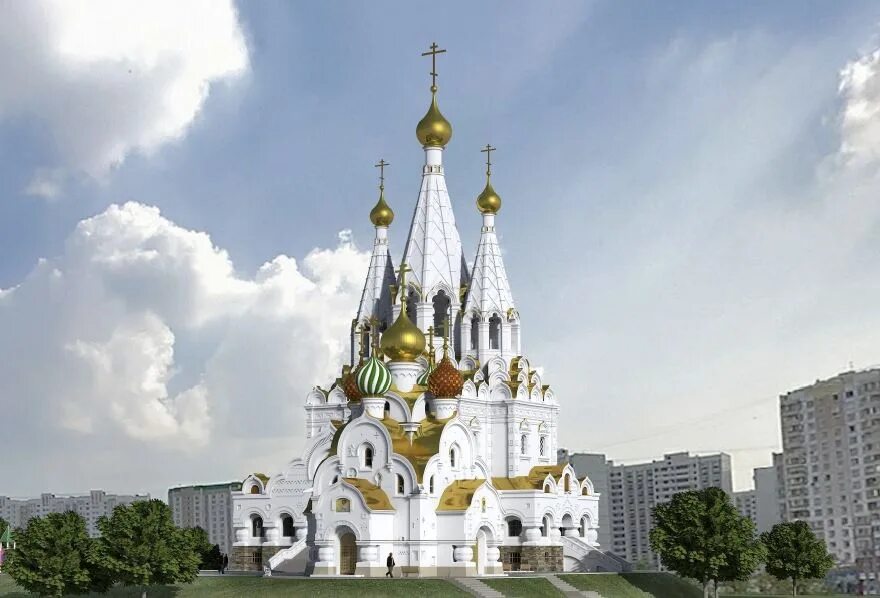 Храм христа спасителя москва 1997. Церковь в питере 300 куполов. Храм метро планерная. Проект храма в марьино. Новый храм в водорацке.