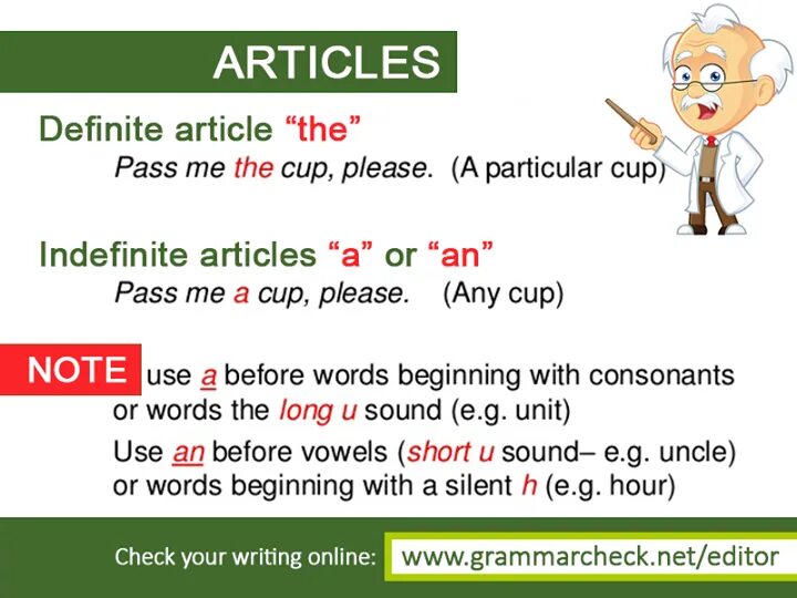 Proper noun with definite article. Indefinite article. definite article. articles definite the, indefinite a/an, no article. a unit or an unit.