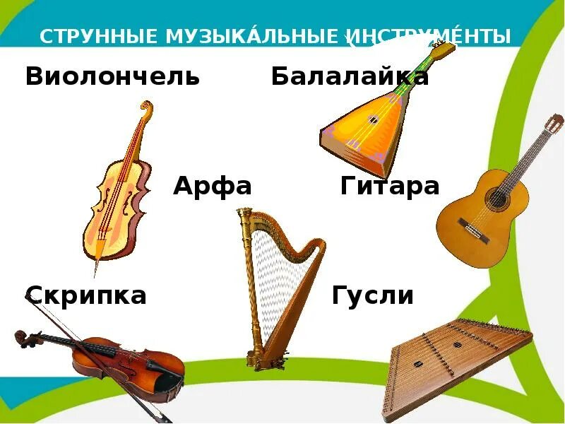 Какой инструмент относится к группе струнных. Струнные смычковые и щипковые инструменты. духовые, ударные и струнно щипковые инструменты. струнные музыкальные ин. струнные инструменты с названиями для детей.