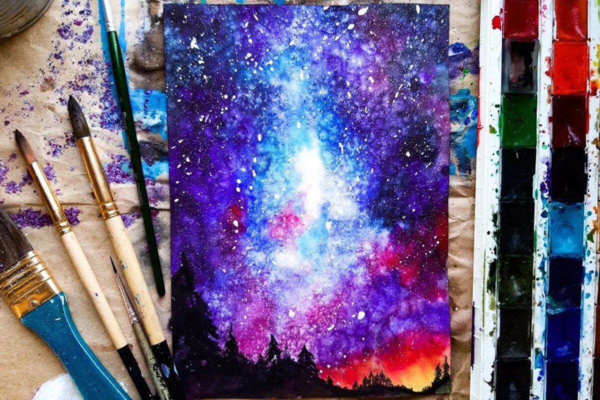 Рисование космоса акварелью. Космос акварелью. как рисовать космос акварелью.