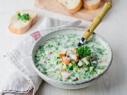 Окрошка с мясом курицы