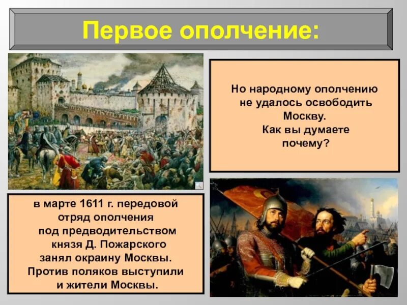 Планы ополчения. Первое ополчение 1611 г. 1611 – первое ополчение 1612 – второе ополчение, освобождение москвы. цель первого ополчения 1611. второе ополчение и освобождение москвы.