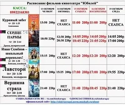 Расписание кинопростор сегодня