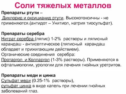 Соли тяжелых металлов в воде