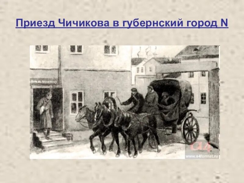 Появление чичикова в губернском городе. Приезд чичикова в губернский город. мертвые души чичиков в бричке. гоголь мёртвые души губернский город. рессорная бричка чичиков.