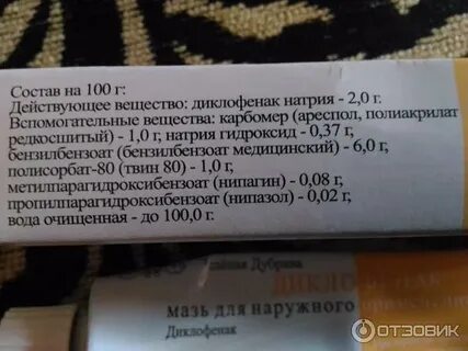 Диклофенак состав