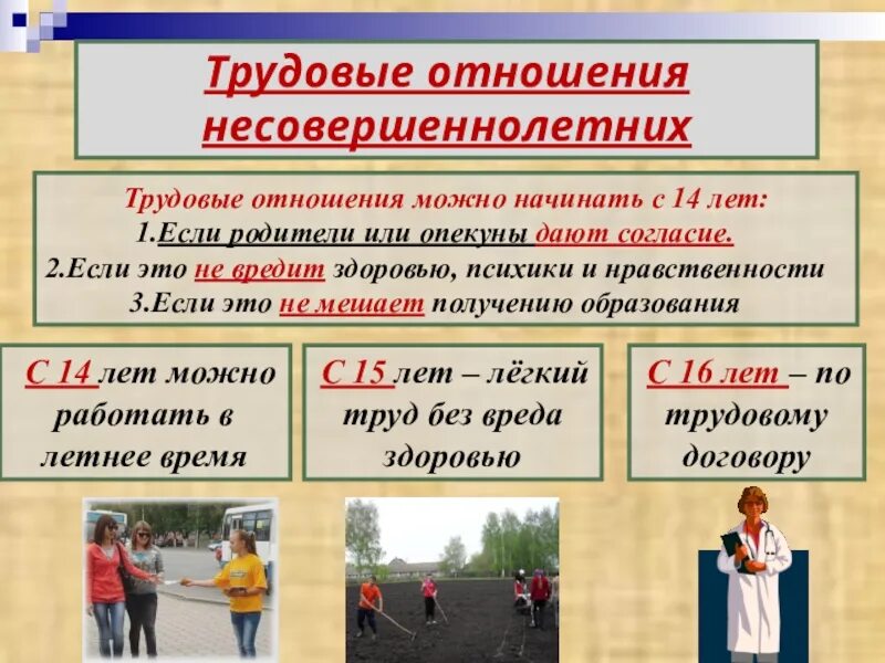 Трудовое право в отношении несовершеннолетних. Трудовые отношения несовершеннолетних. Особенности трудовых правоотношений с несовершеннолетними.