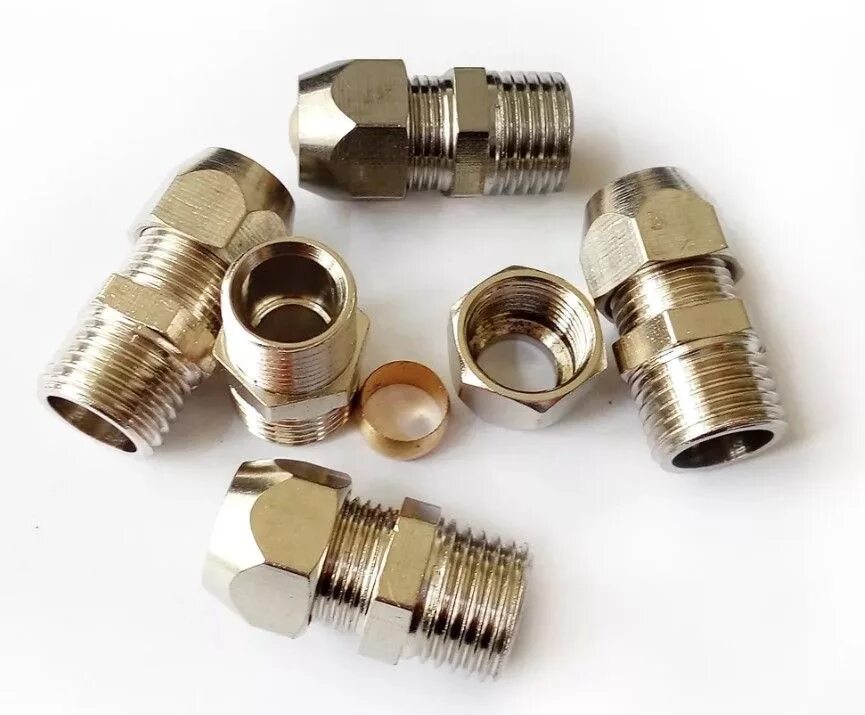 Фитинг для медной трубки 10 мм КАМАЗ. Обжимной фитинг 14мм/Stainless male Connector, 14мм 00-1/2"MNPT. Фитинг соединения пневмотрубок 8 мм. Фитинг под воздушную магистраль (резьба 1/4").