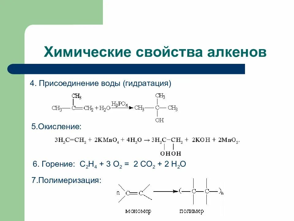 Получение свойства алкенов