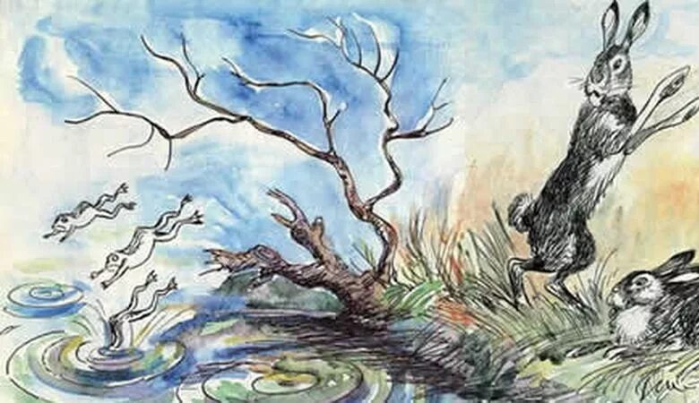Толстой зайцы читать полностью. Лев толстой басня зайцы и лягушки. басня толстого л н зайцы и лягушки. басня льва николаевича толстого зайцы и лягушки. трусливый заяц сказка.