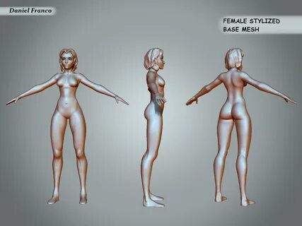 stylized female base mesh 3D Model in Woman 3DExport