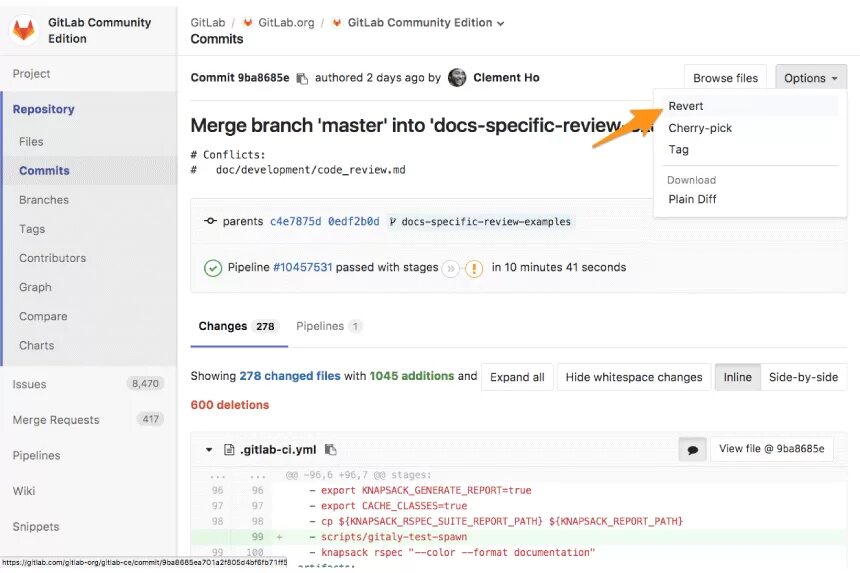 GITLAB. Гитлаб Интерфейс. Revert GITLAB. GITLAB откатить коммит.