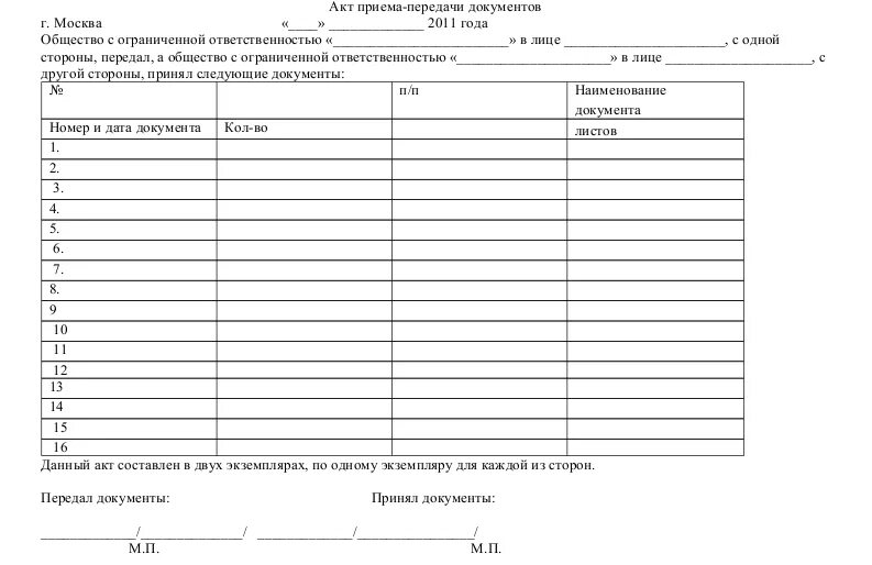 На основании переданных документов