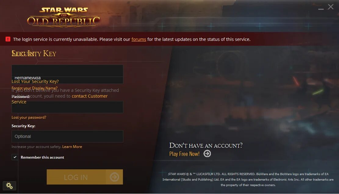 The old republic security key