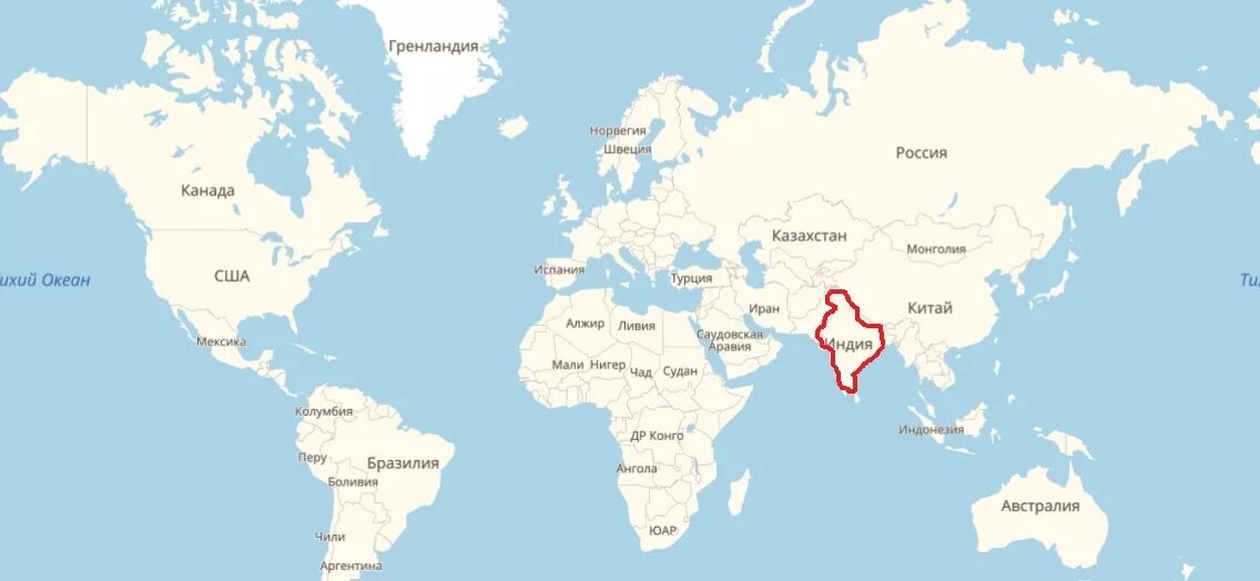 Хаджистан страна где. Канада на карте России. Китай Индия США на карте.