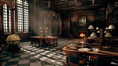 Hogwarts Library Ambience Harry Potter & Fireplace - for Studying.