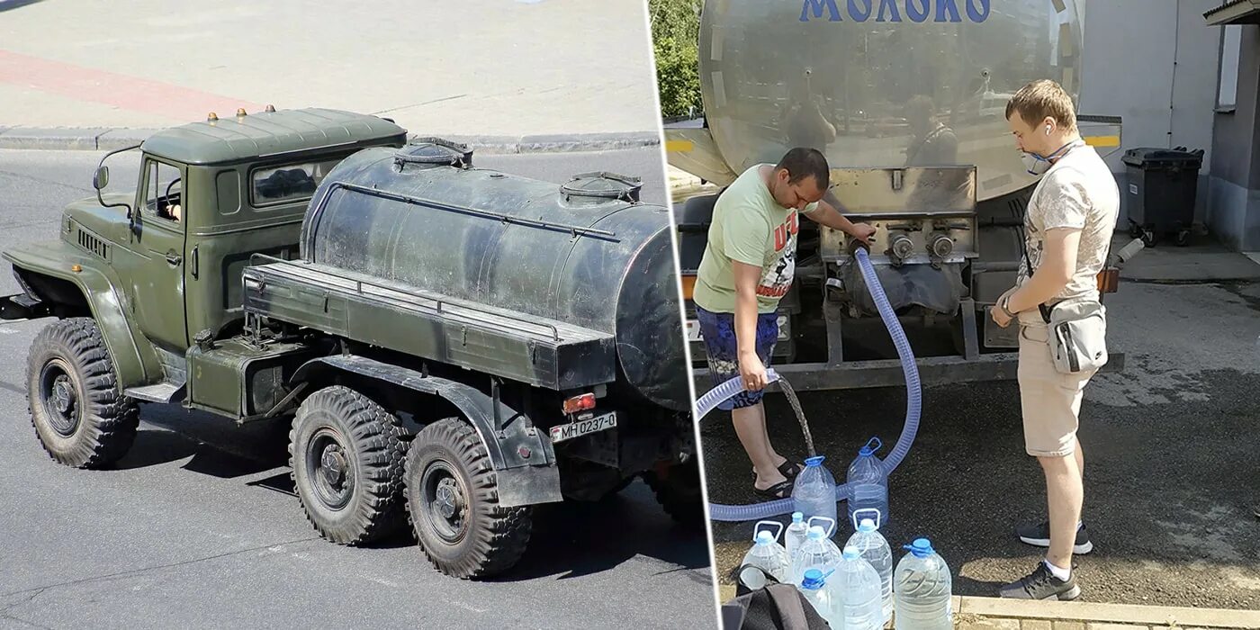 Машина набирает воду без остановки. Урал водовозка военный. ЗИЛ 130 водовозка. Урал 4320 водовозка. Водовозка армейская.