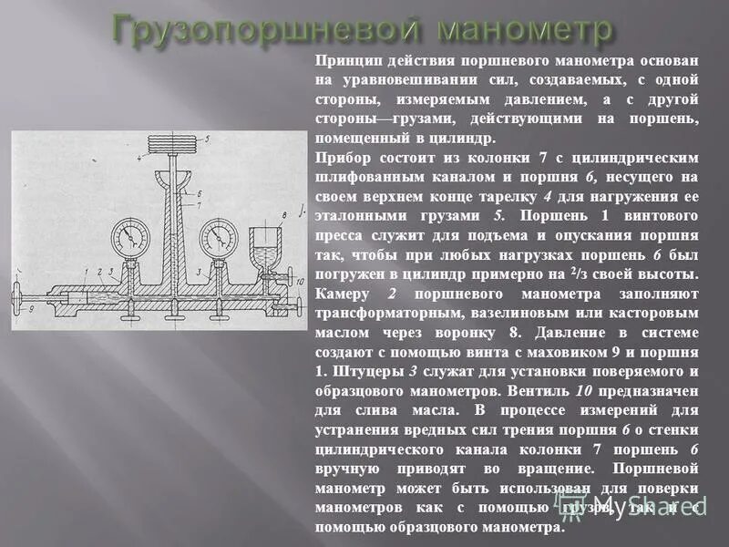 Манометр для измерения давления газа принцип работы. Принцип действия грузопоршневого манометра. Грузопоршневой манометр принцип действия. Грузопоршневой манометр принцип.