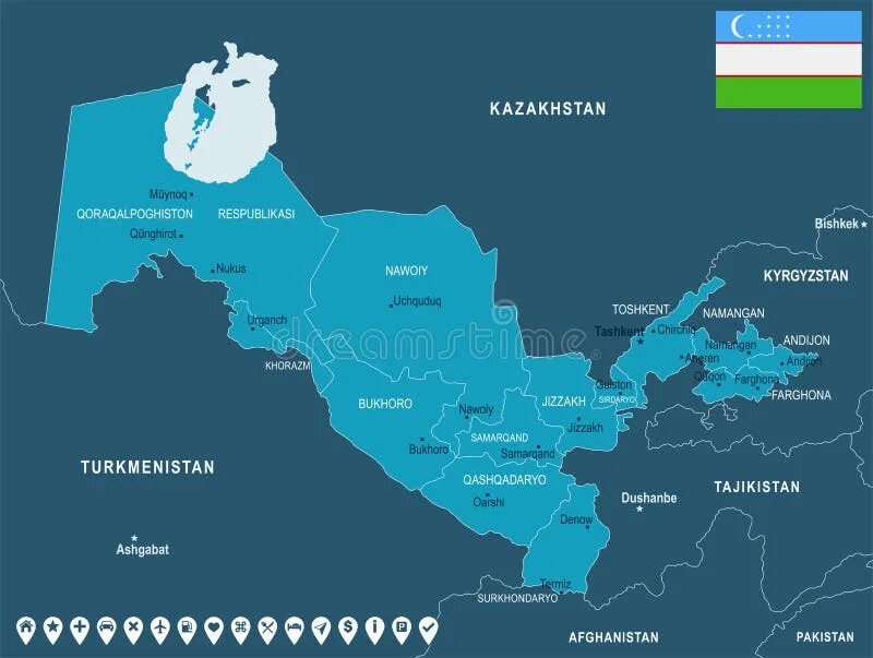 Узбекистан на карте. Карта Республики Узбекистан. Крупные города Узбекистана на карте. Карта Узбекистана с городами.