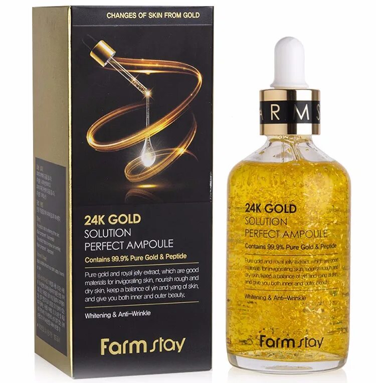 Farmstay премиум сыворотка с золотом и пептидами 24k Gold solution perfect Ampoule 100. 24k Gold solution perfect Ampoule. Сыворотка Farm stay 24 k Gold Peptide. Farm stay 24k Gold Ampoule. Золотая сыворотка от морщин