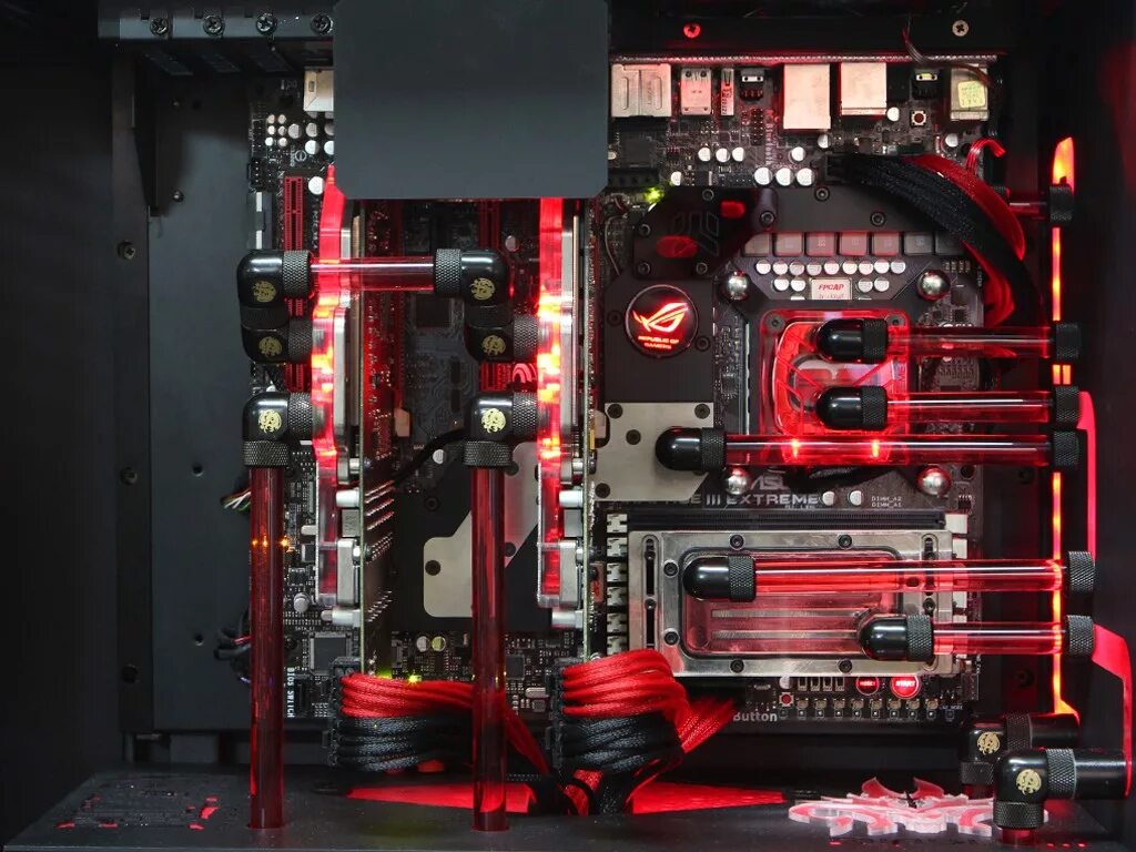 Гейм моддинг. Asus rog комплектующие. системный блок в стиле diablo. моддинг для шлейфов в пк. rampage iv сборки пк.