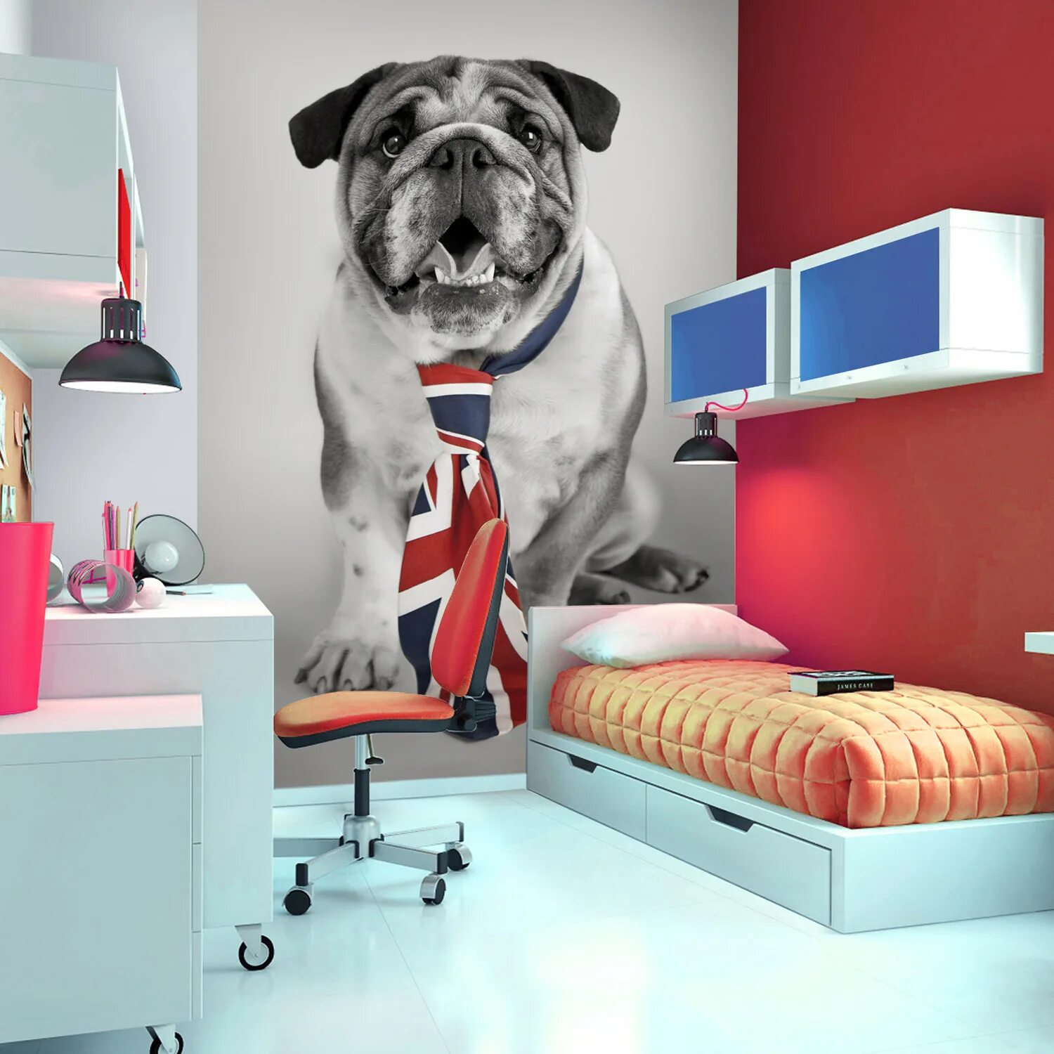 Bedroom dog. Комната для собак. Собака в интерьере. Фотообои для комнаты. Фотообои с собаками на стену.