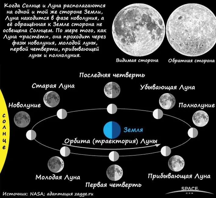 Почему луна растет и убывает