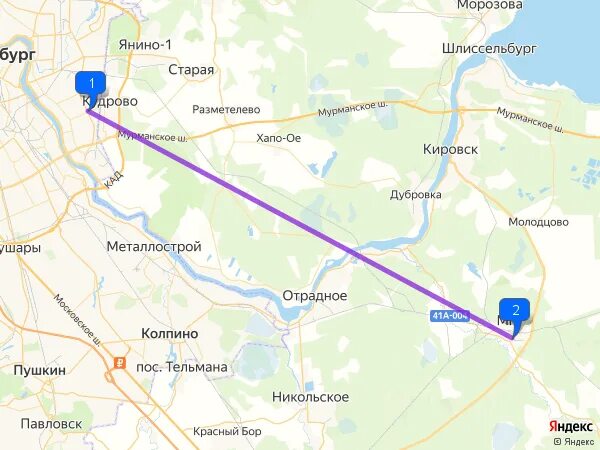 Сколько километров до пушкина