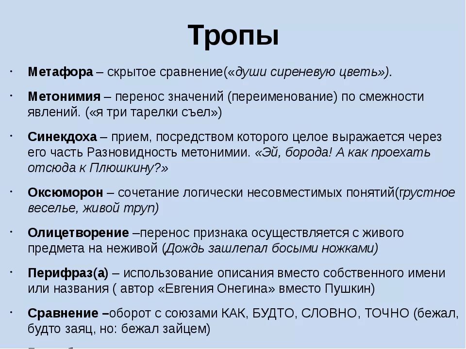 Метафоры в стихотворении россия. Тропы в литературе. Метафора таблица. Тропы примеры. Тропы метафора примеры.