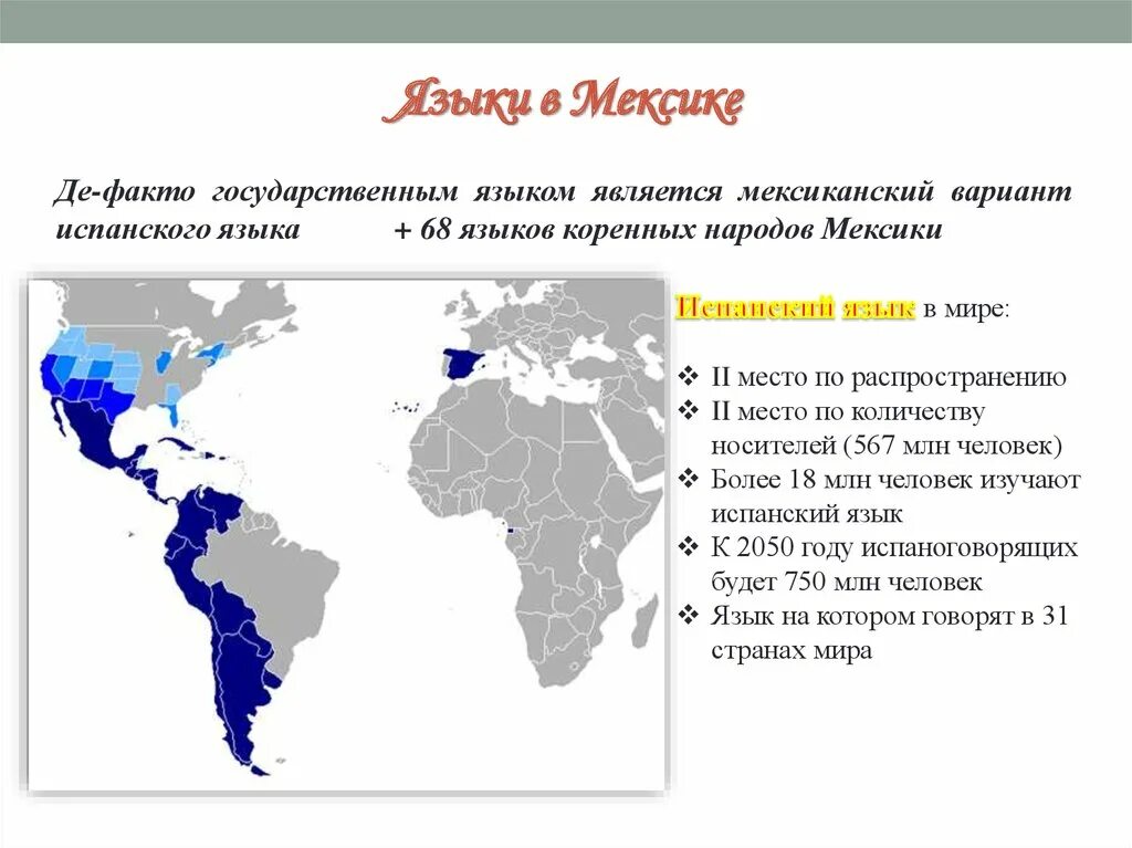 Государственным языком мексики является