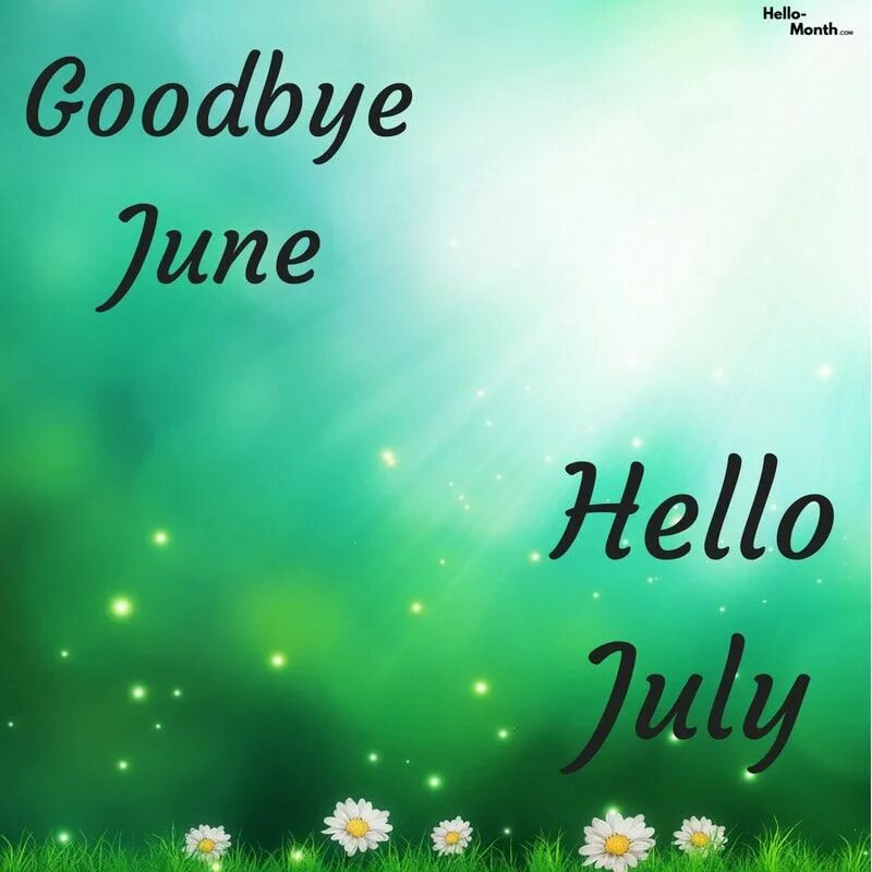 See your hello. Goodbye June. Хеллоу июль. Гудбай июнь. Привет июнь.
