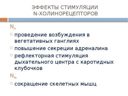Эффекты холинорецепторов