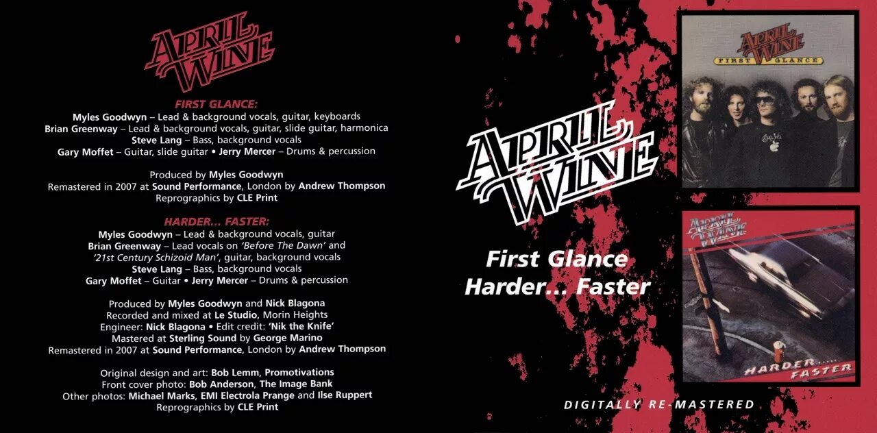 April Wine first glance 1978. April Wine "first glance". April Wine "harder... Faster". April Wine Frigate 1994.