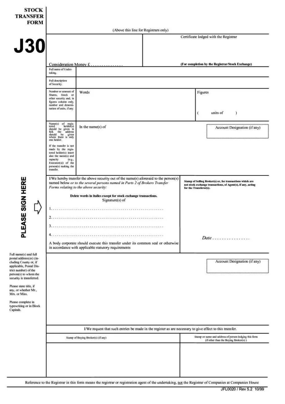 J form. Forms of transfer. form 30. j-template.