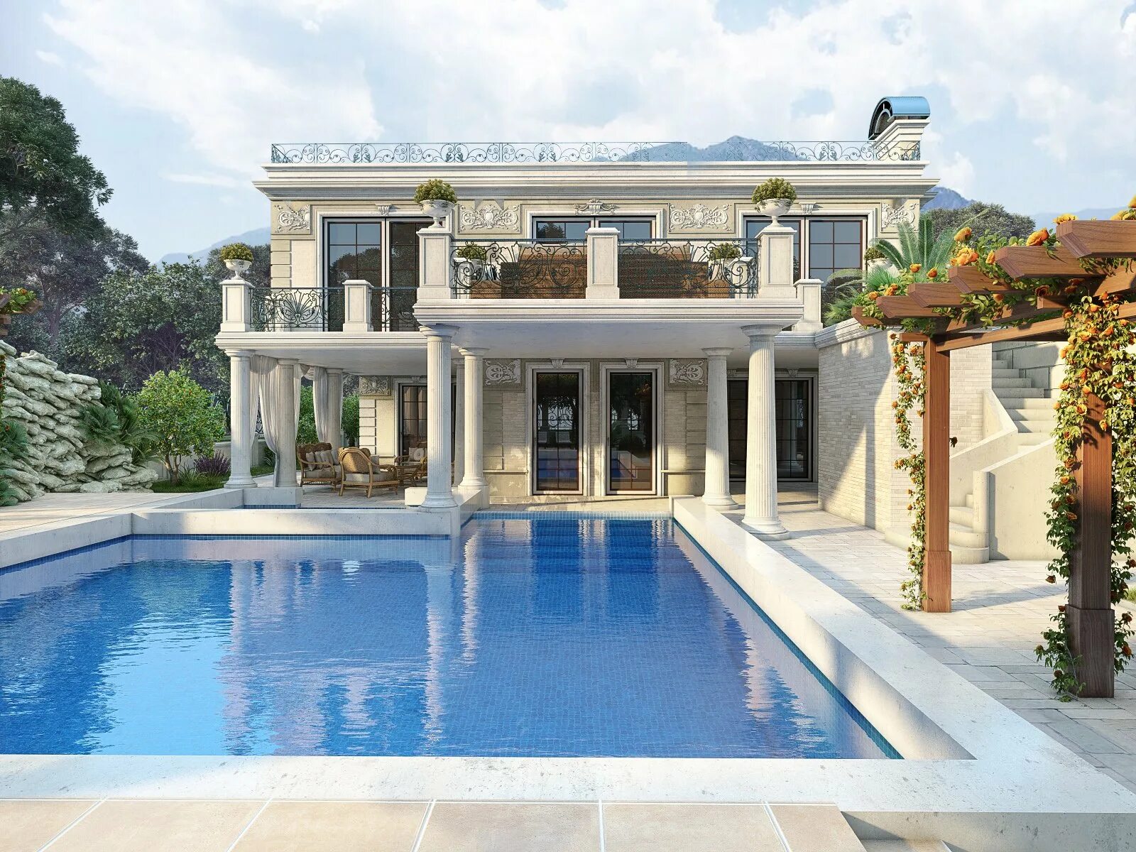 Как выглядит дом с бассейном Home Adore on Twitter Pool house designs, House design, Pool houses