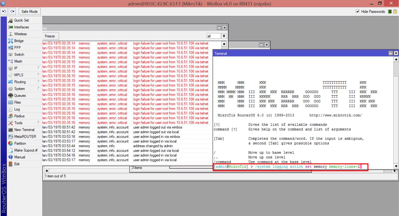 System error log