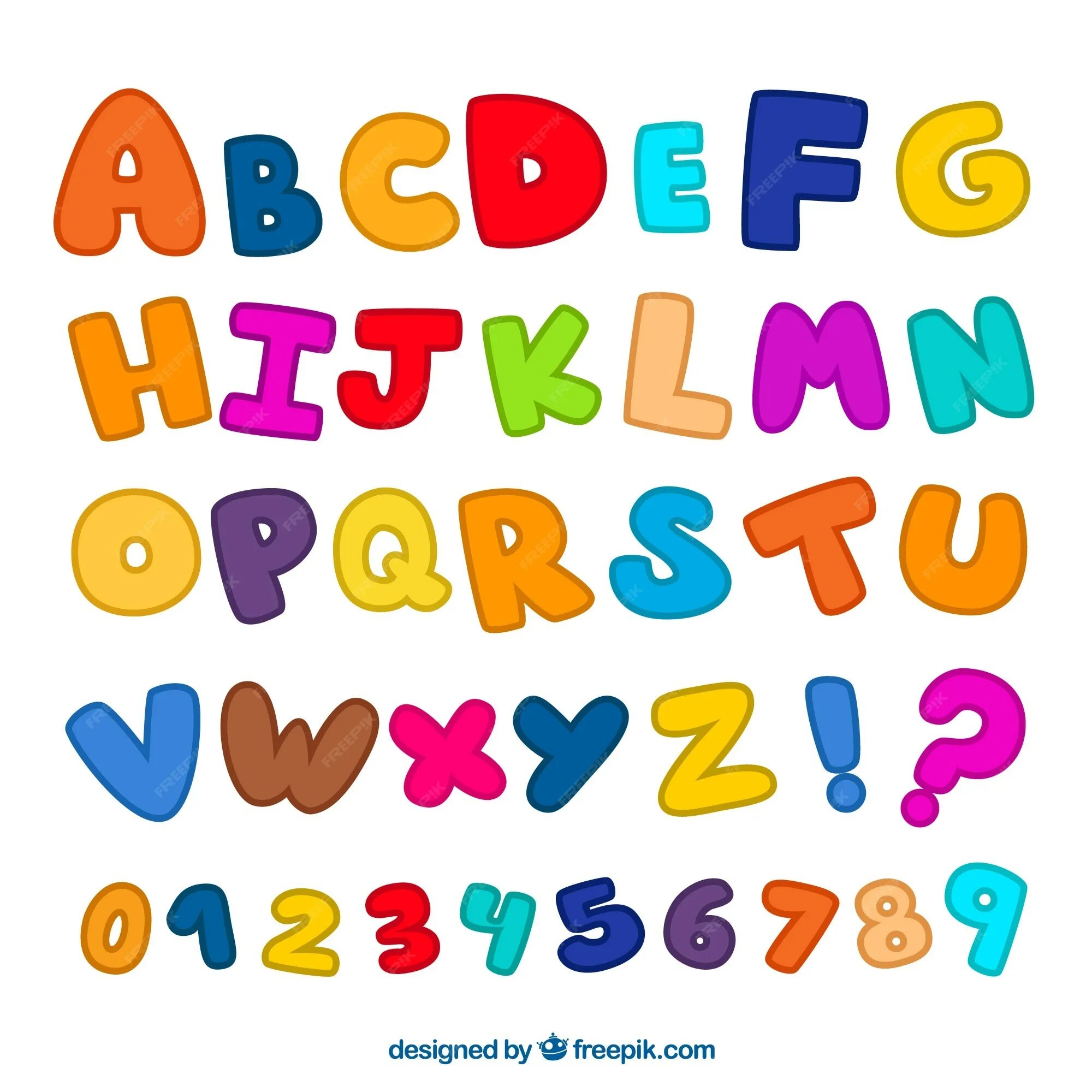 Детские шрифты. Красочный алфавит. Цветной шрифт. Красивый цветной шрифт.
