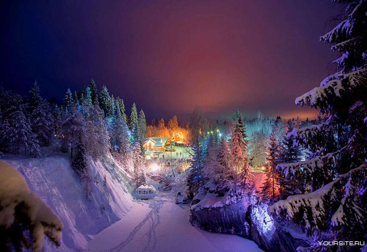 Новогодний пейзаж. Зима рождество. Домик в зимнем лесу. Зимне новогодний. Снежная карелия.