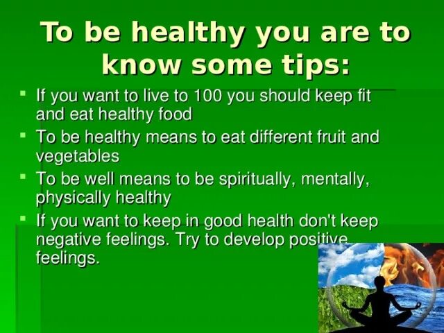 I want you to be healthy