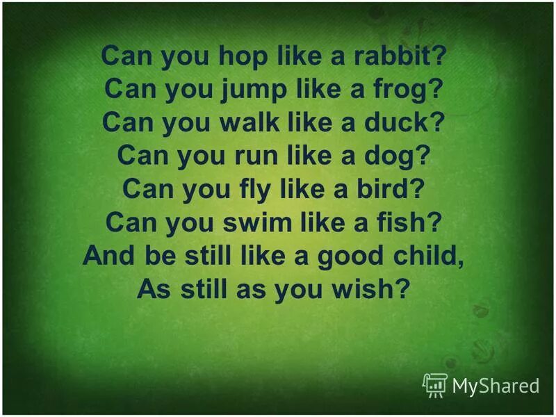 Песня i can jump like a frog. Ай кен джамп лайк э фрог. Английский язык 2 класс i can jump. A frog can jump перевести. Стих i can.