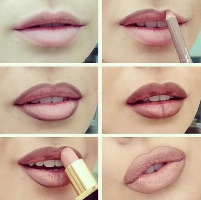 Увеличить губы макияжем. Макияж губ пошагово. Накрашенные губы. Красивый макияж губ. Губы накрашенные карандашом.