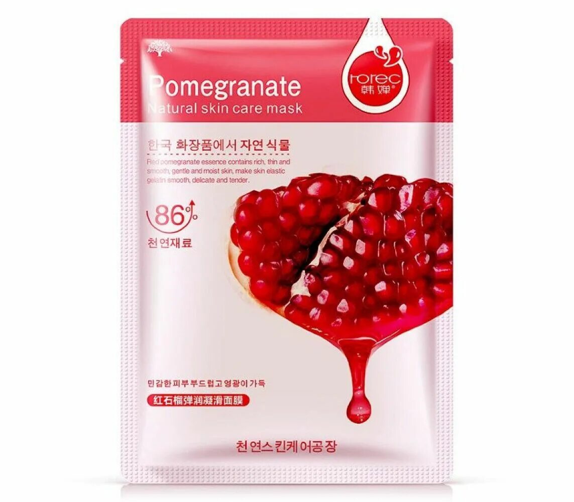 Состав тканевой маски. Тканевая маска для лица Pomegranate natural Skin Care Mask. Маска тканевая Pomegranate Rorec. Маска для лица тканевая с экстрактом граната 30 Rorec. Маски тканевые HCHANA Pomegranate.